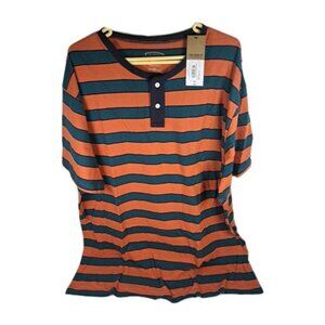 The Foundry Supply Company Mens Striped  Polo Shirt Size 2XLT Orange/Navy NWT